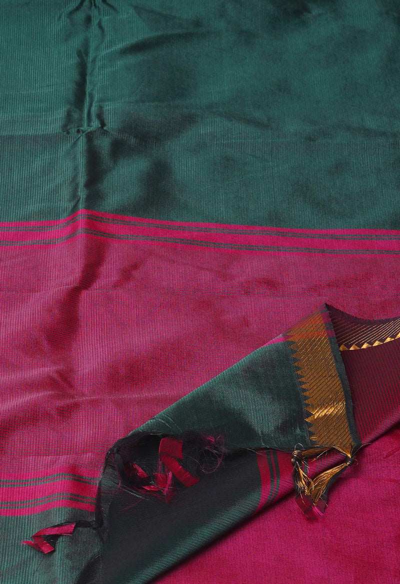 Green  Plain Mangalagiri Soft Silk Saree-UNM73640