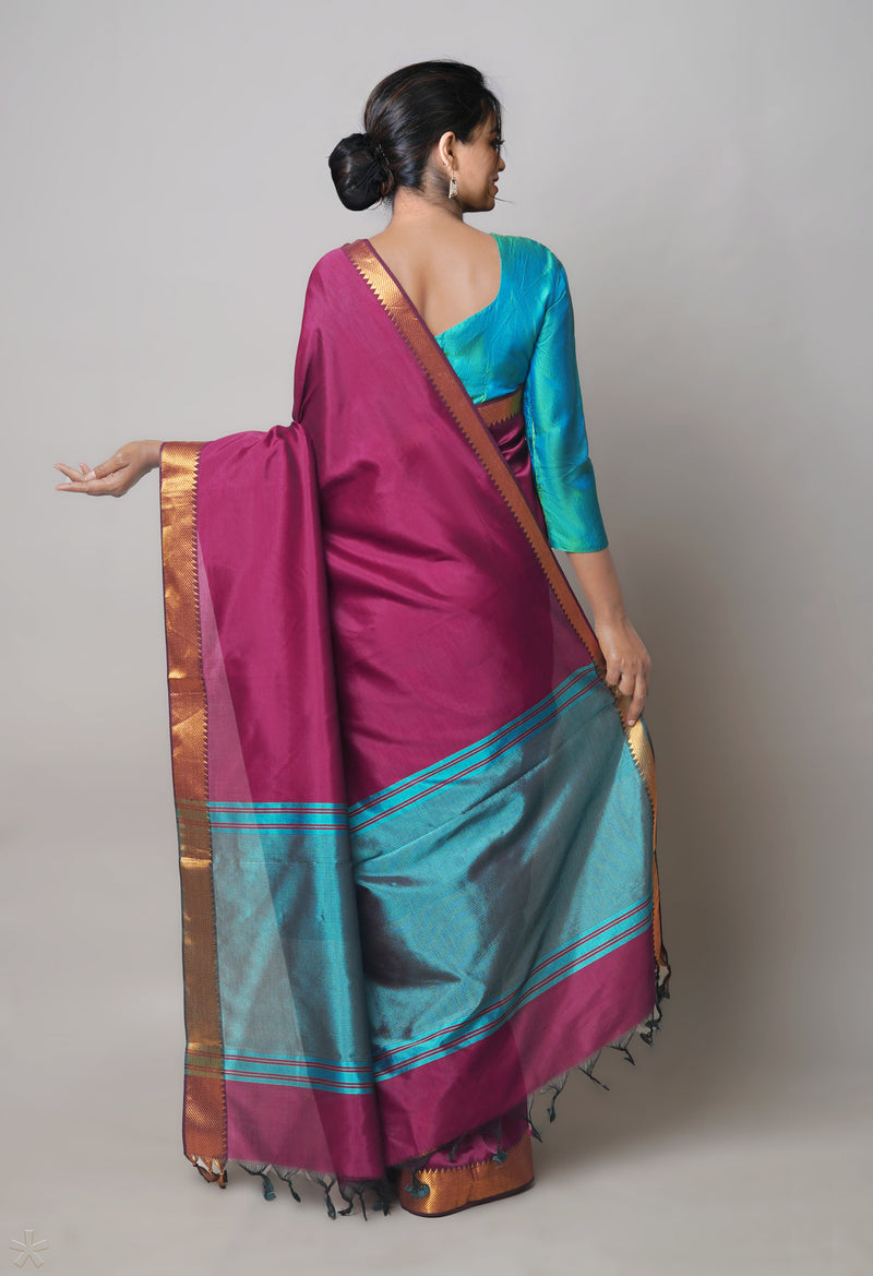 Pink  Plain Mangalagiri Soft Silk Saree-UNM73642