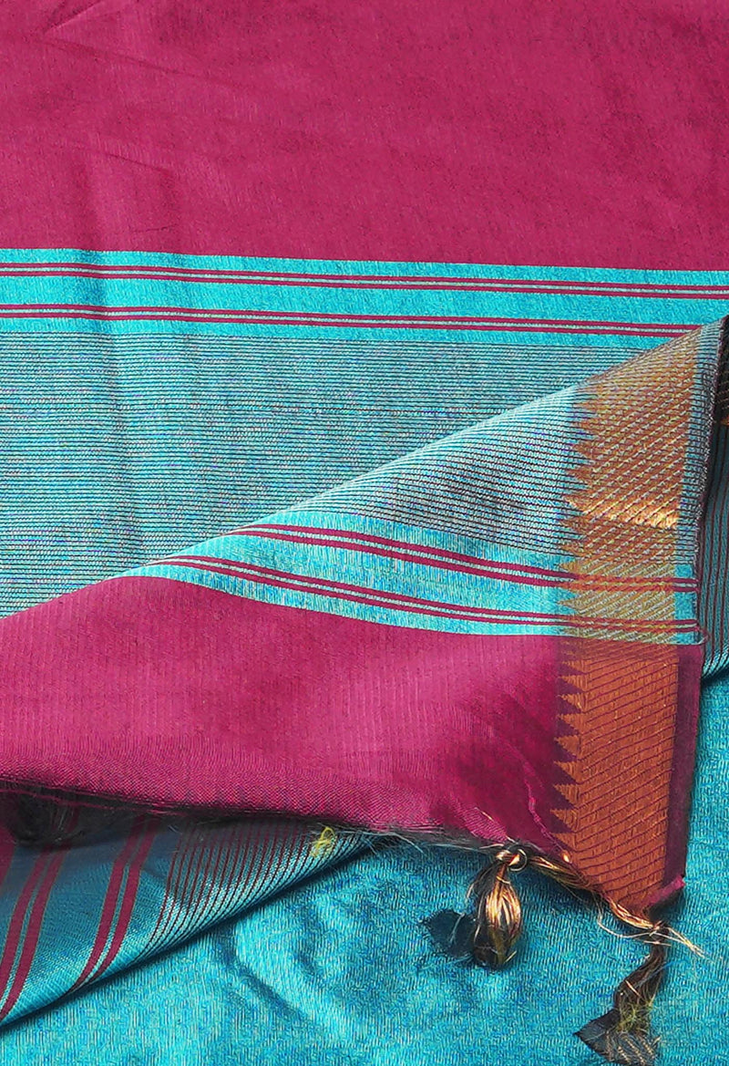 Pink  Plain Mangalagiri Soft Silk Saree-UNM73642