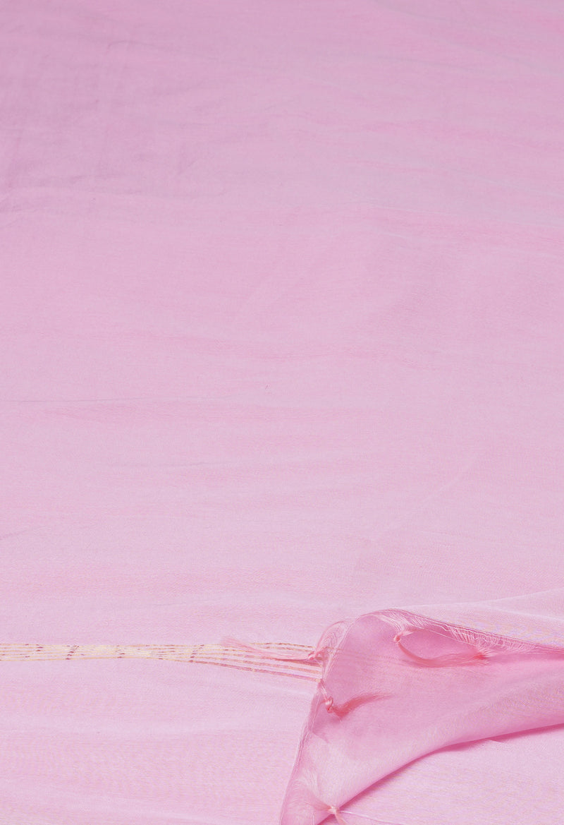 Pink  Plain Chanderi Sico Saree-UNM73652