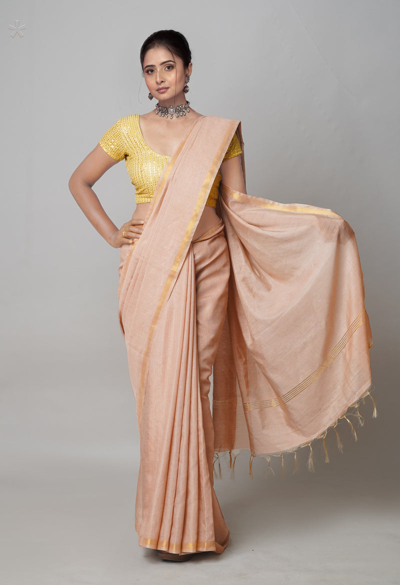 Brown  Plain Chanderi Sico Saree-UNM73653