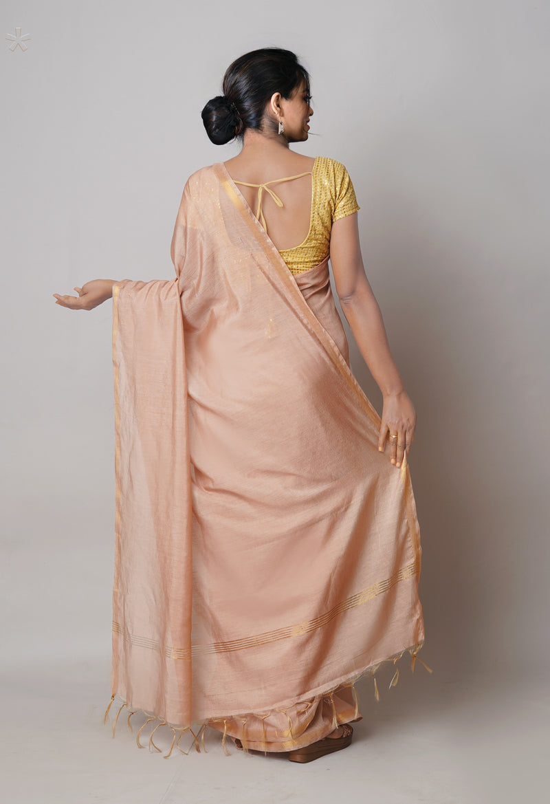 Brown  Plain Chanderi Sico Saree-UNM73653