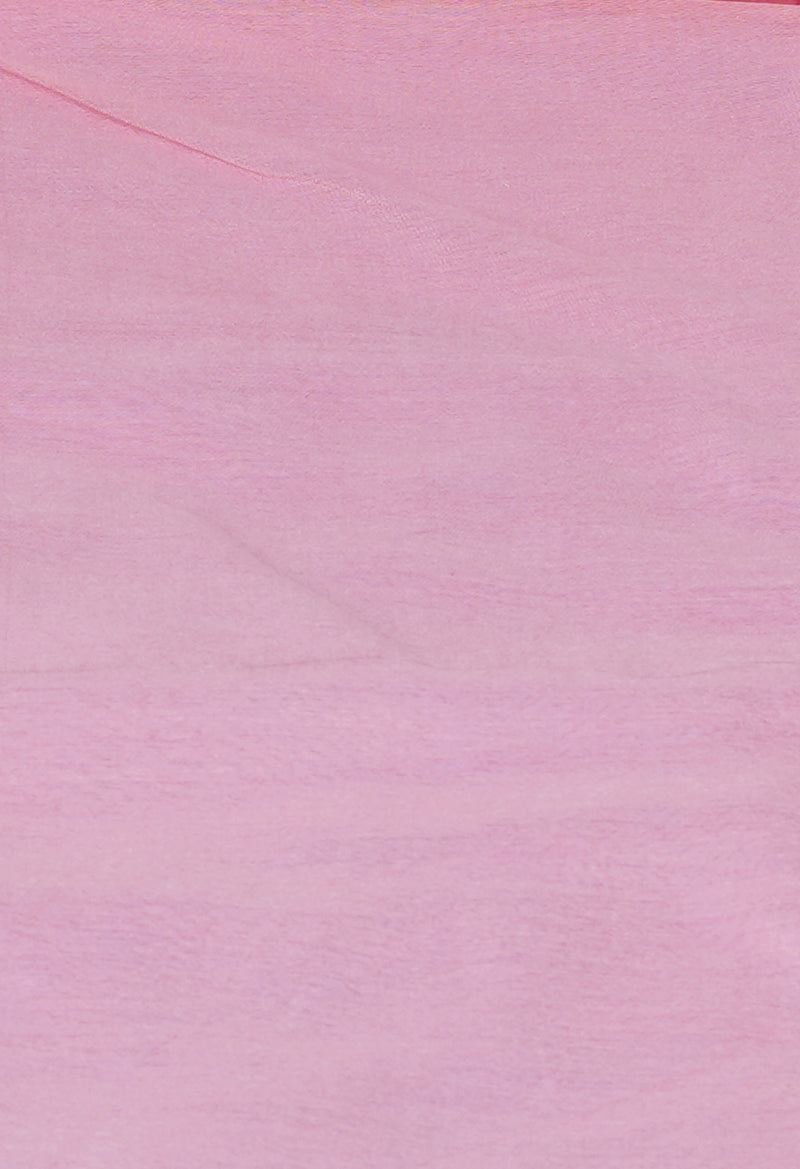 Peach Pink-Lavender Plain Chanderi Sico Saree-UNM73660