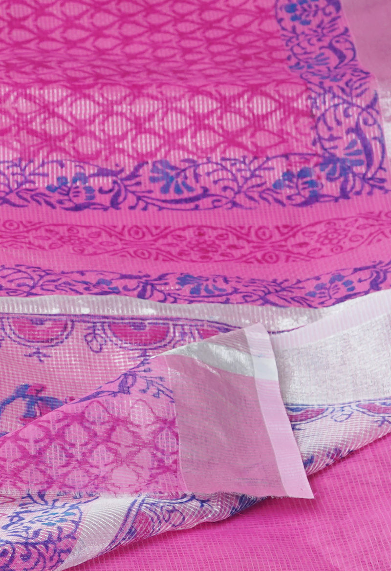 Pink Pure  Block Printed Kota Cotton Saree-UNM73665