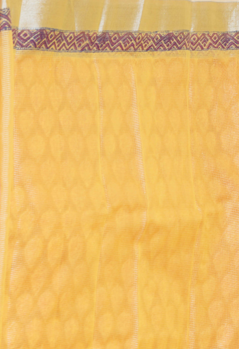 Orange Pure  Block Printed Kota Cotton Saree-UNM73670