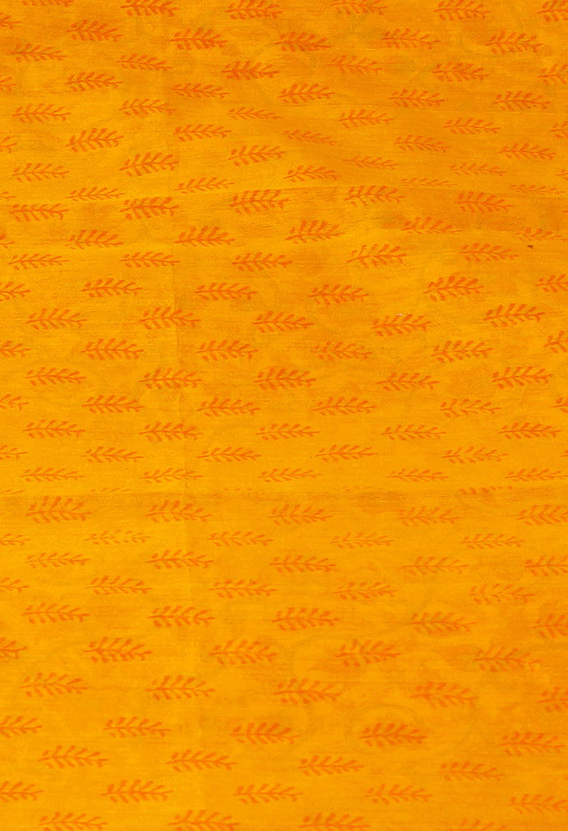 Yellow  Dyed Printed Chanderi Sico Saree-UNM73701