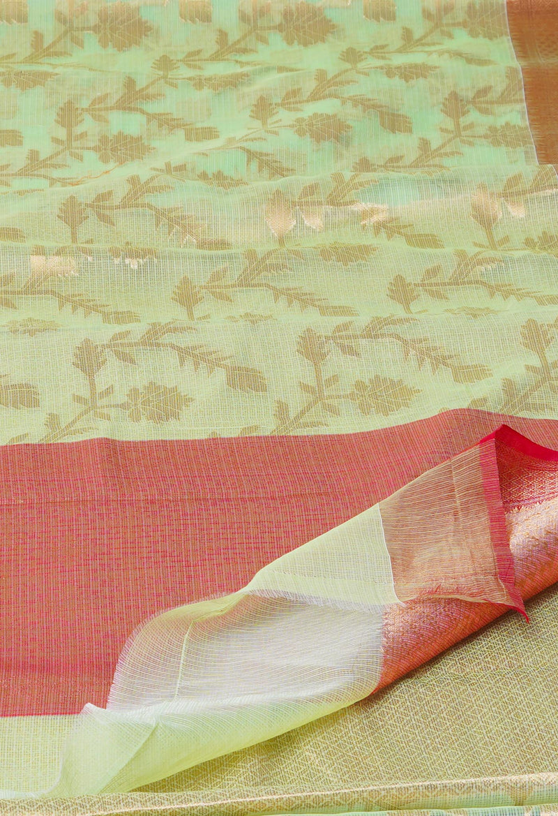 Green Pure  Banarasi Kota Cotton Saree-UNM73704