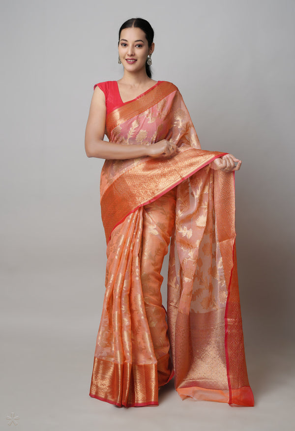 Orange Pure  Banarasi Kota Cotton Saree-UNM73705