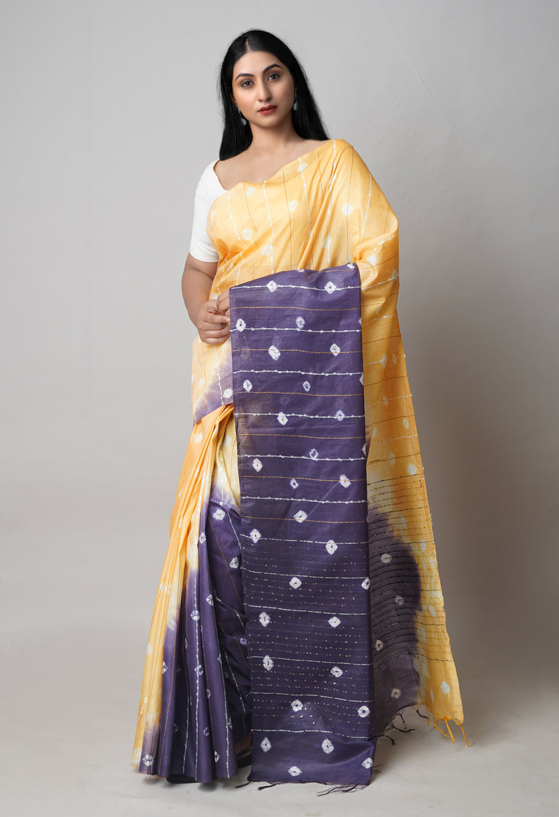 PurplePeach  Tie And Dye Shibori Sico Saree-UNM73719