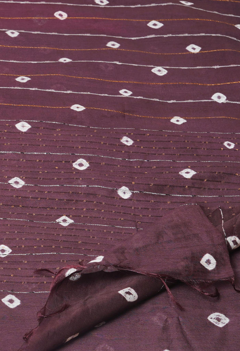 PinkChocolate Brown  Tie And Dye Shibori Sico Saree-UNM73720