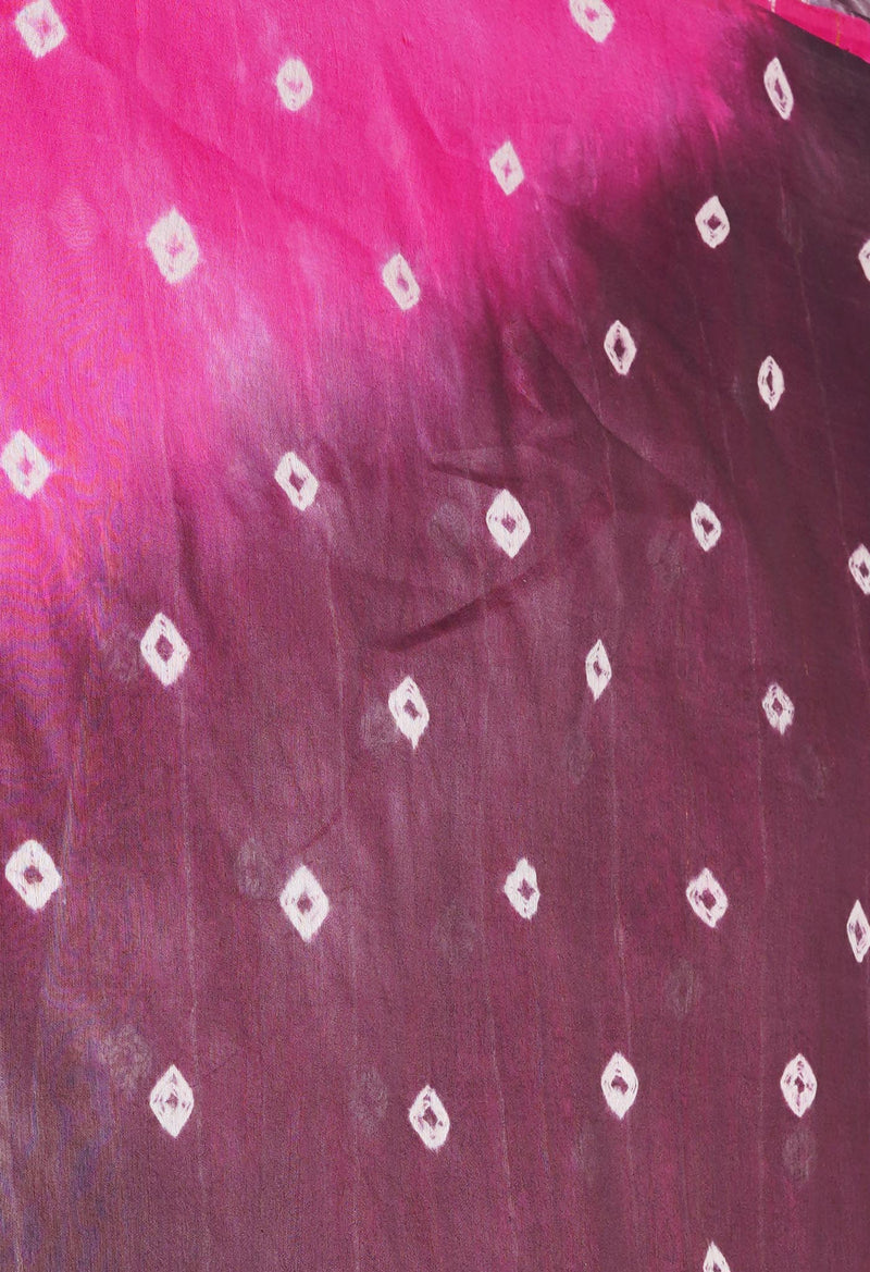 PinkChocolate Brown  Tie And Dye Shibori Sico Saree-UNM73720