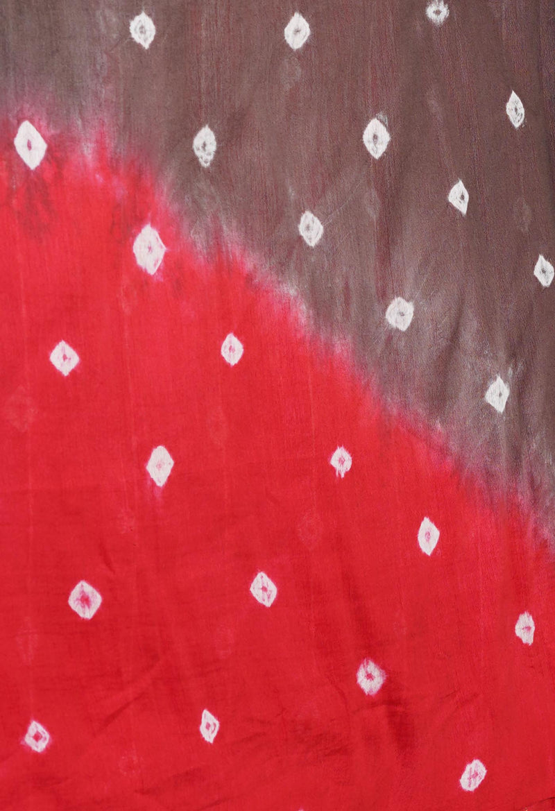 RedChocolate Brown  Tie And Dye Shibori Sico Saree-UNM73722