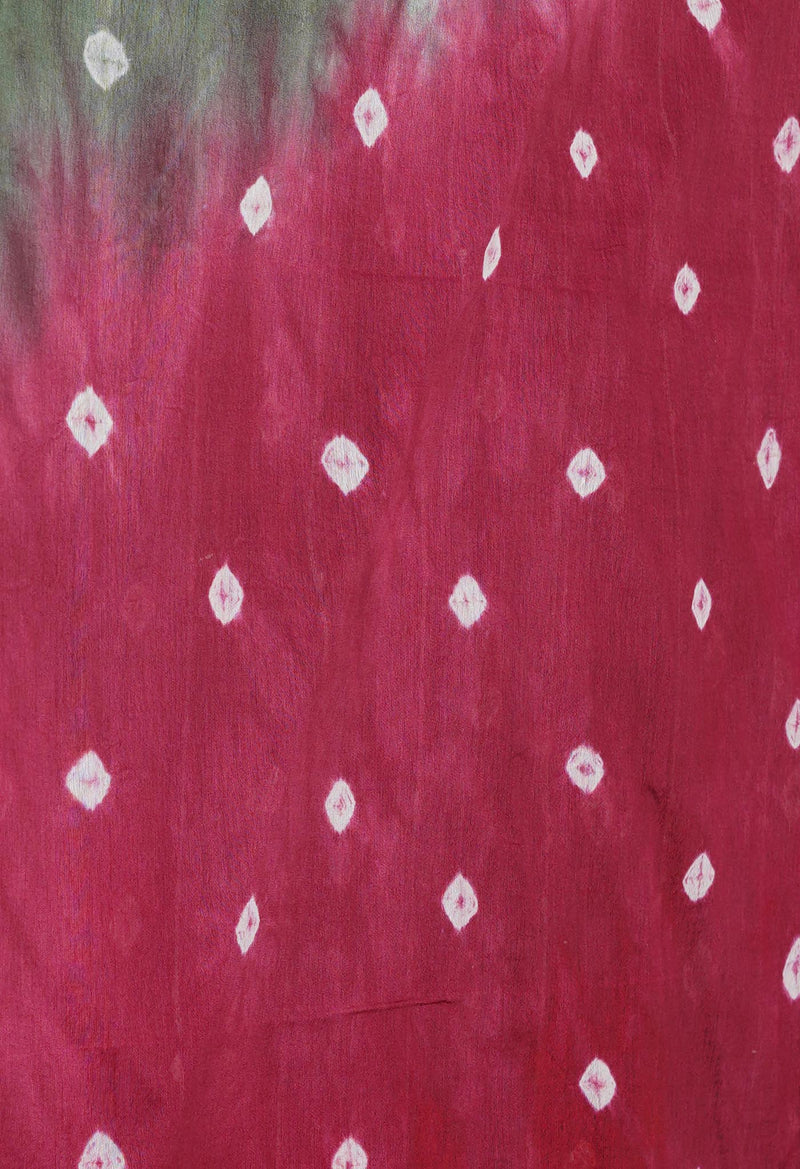 Olive GreenMaroon  Tie And Dye Shibori Sico Saree-UNM73723