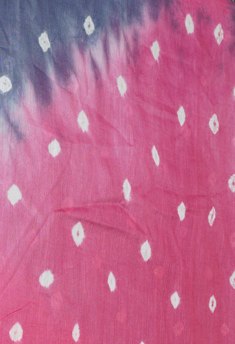 Bluish Grey-Pink  Tie And Dye Shibori Sico Saree-UNM73726