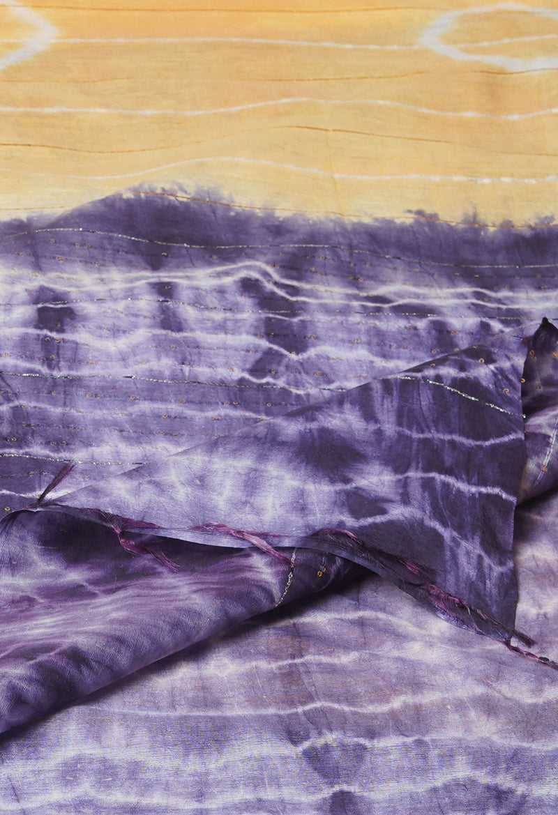 Cream  Tie And Dye Shibori Sico Saree-UNM73728