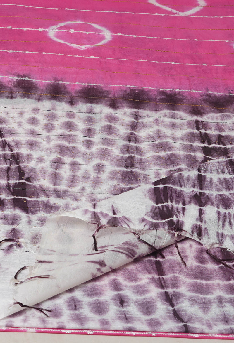 Pink  Tie And Dye Shibori Sico Saree-UNM73733