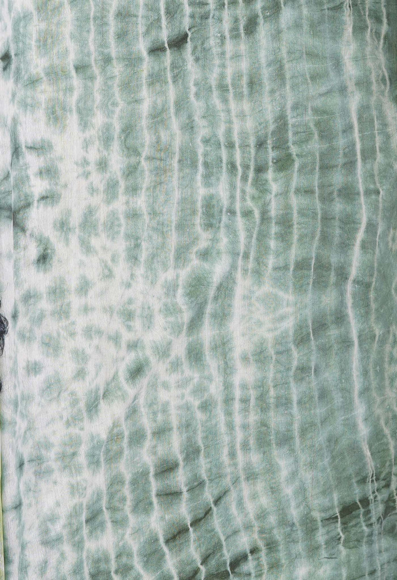 Green  Tie And Dye Shibori Sico Saree-UNM73738