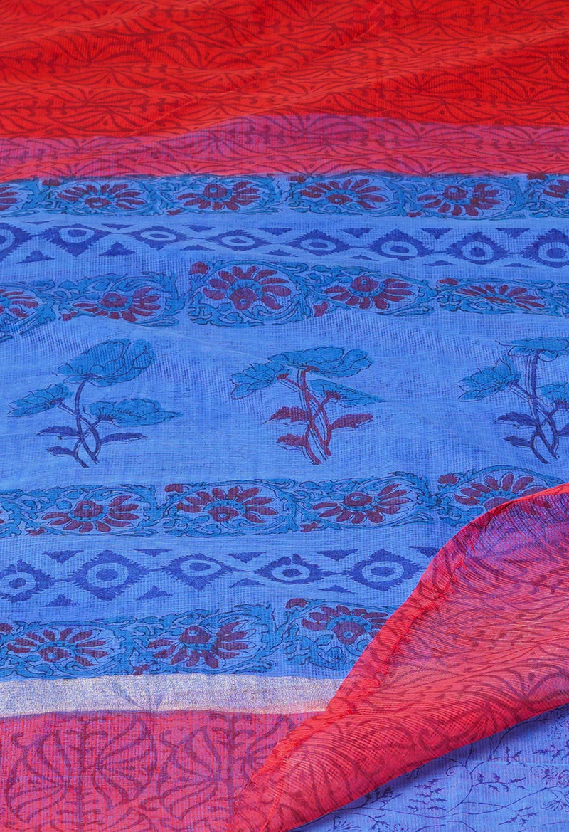 Red  Pure Dyed Printed Kota Cotton Cotton Saree-UNM73768