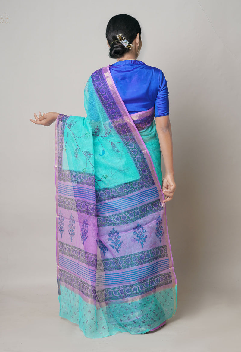 Green  Pure Dyed Printed Kota Cotton Cotton Saree-UNM73770