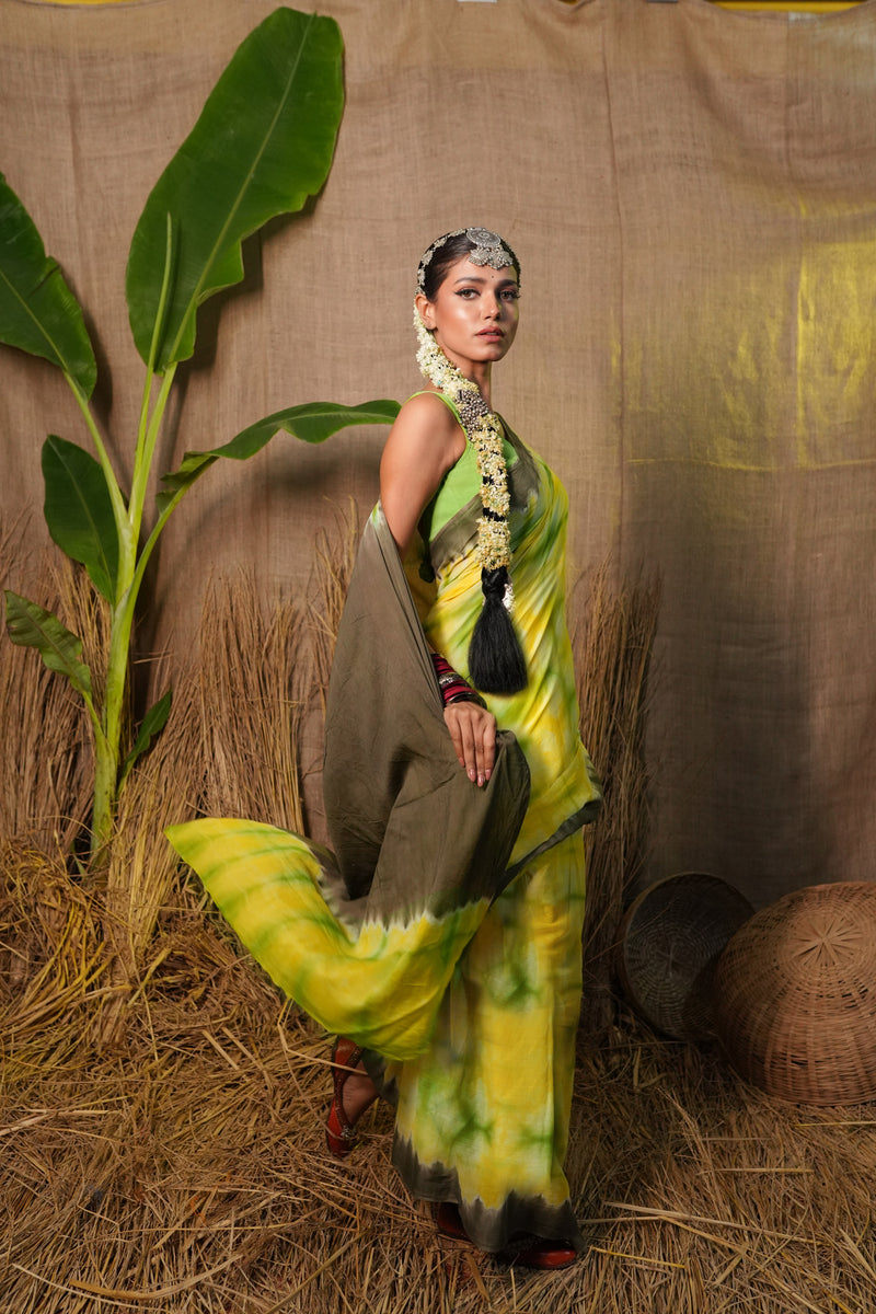 Multi Pure  Shibori Printed Superfine Mulmul Cotton Saree-UNM73808