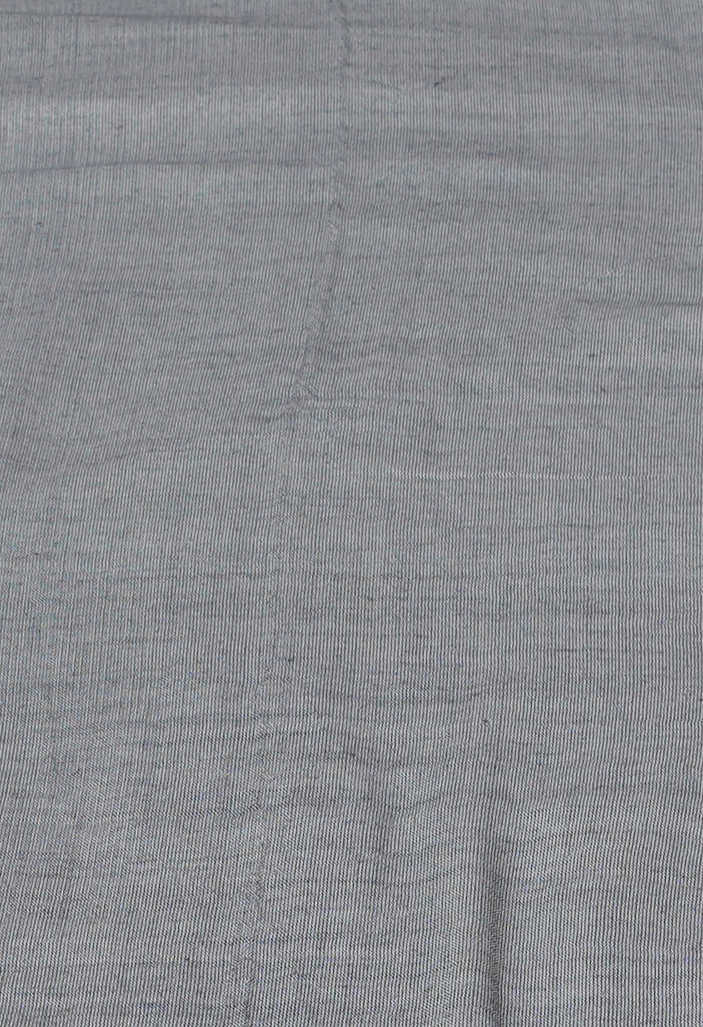 Grey Pure Plain Cotton Linen Saree