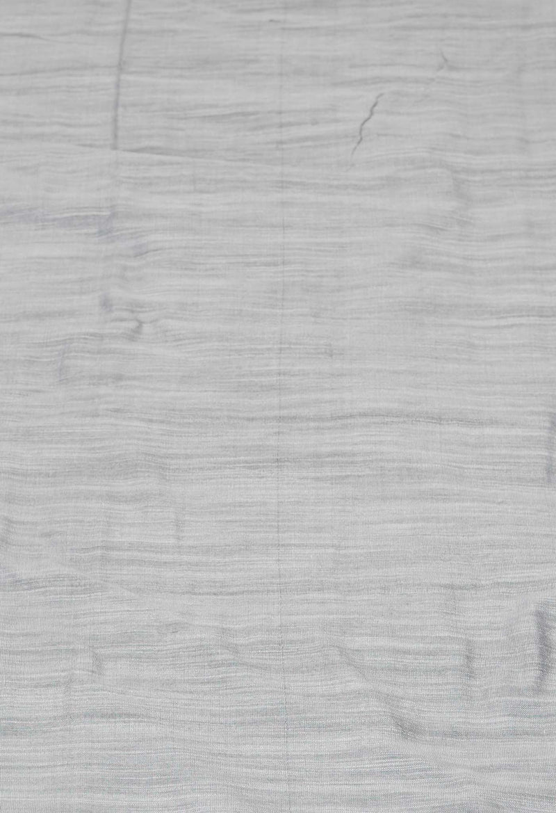 Pale Grey Pure  Plain Cotton Linen Saree-UNM73827