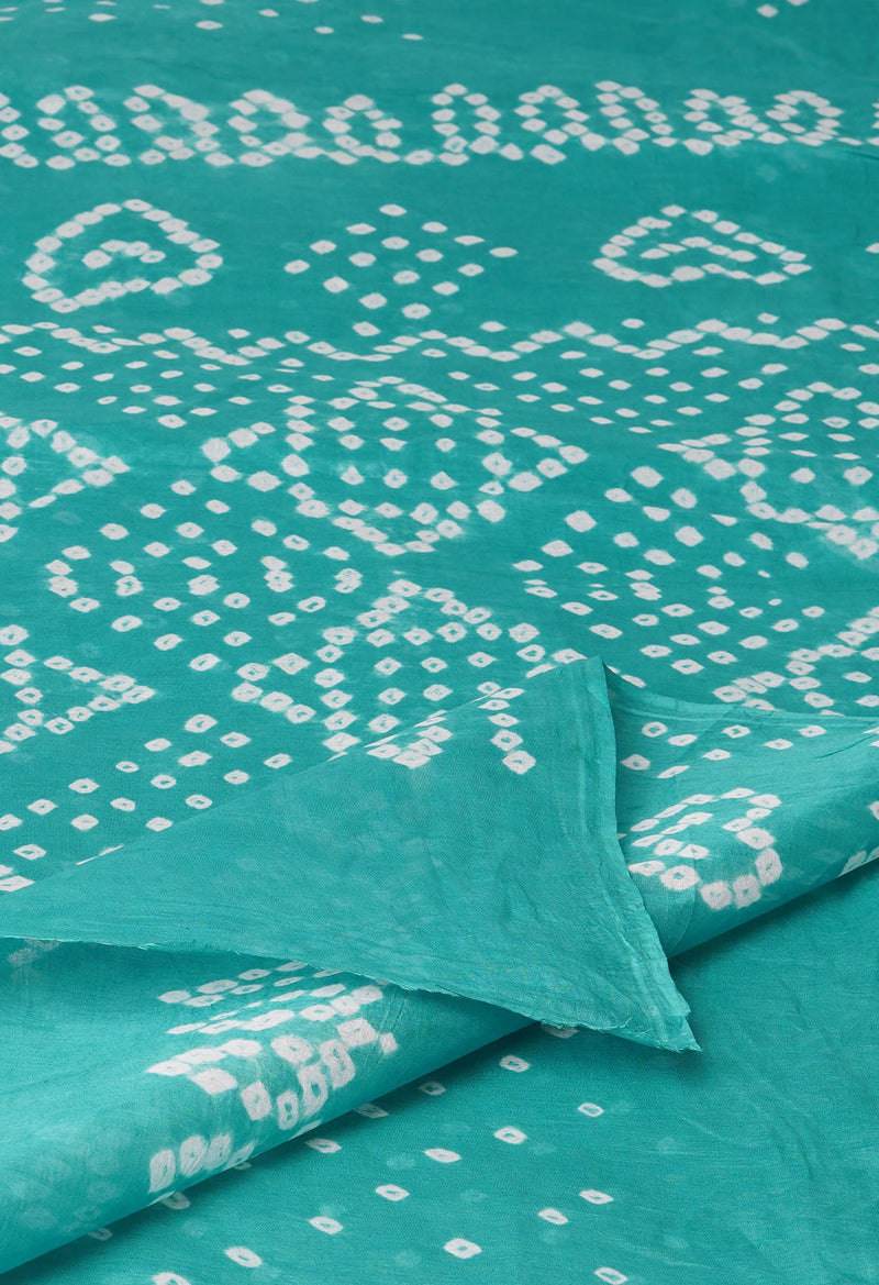 Green Pure  Bandhani Cotton Saree-UNM73830