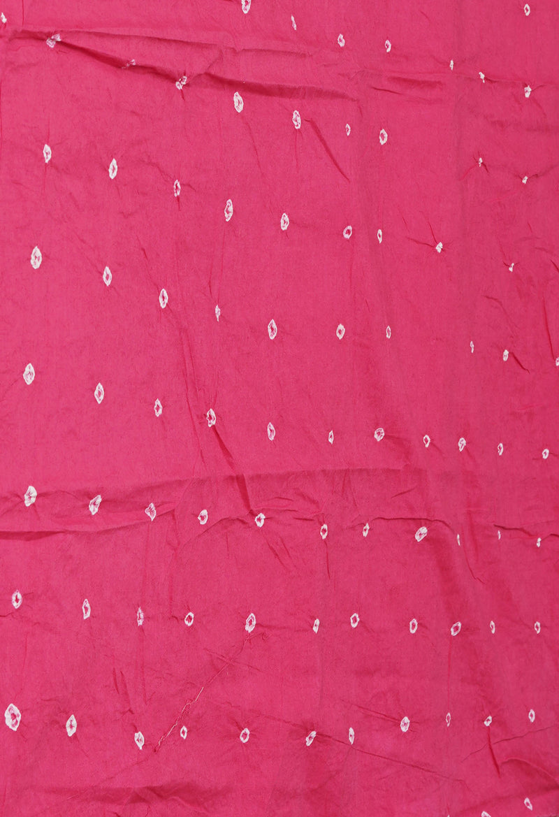 Dark Blue-Pink Pure  Bandhani Cotton Saree-UNM73831
