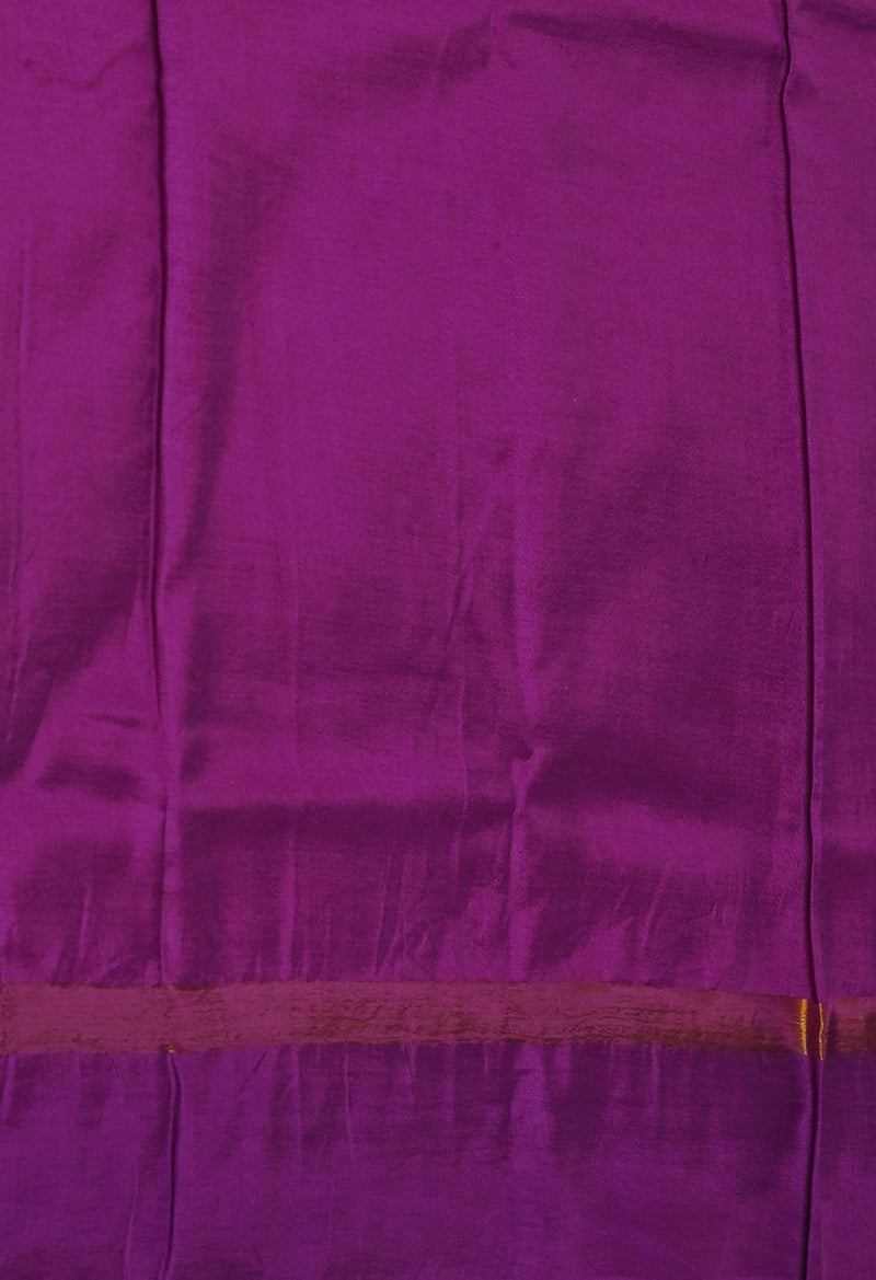 Orange-Purple  Mangalagiri Soft Silk Saree-UNM73844