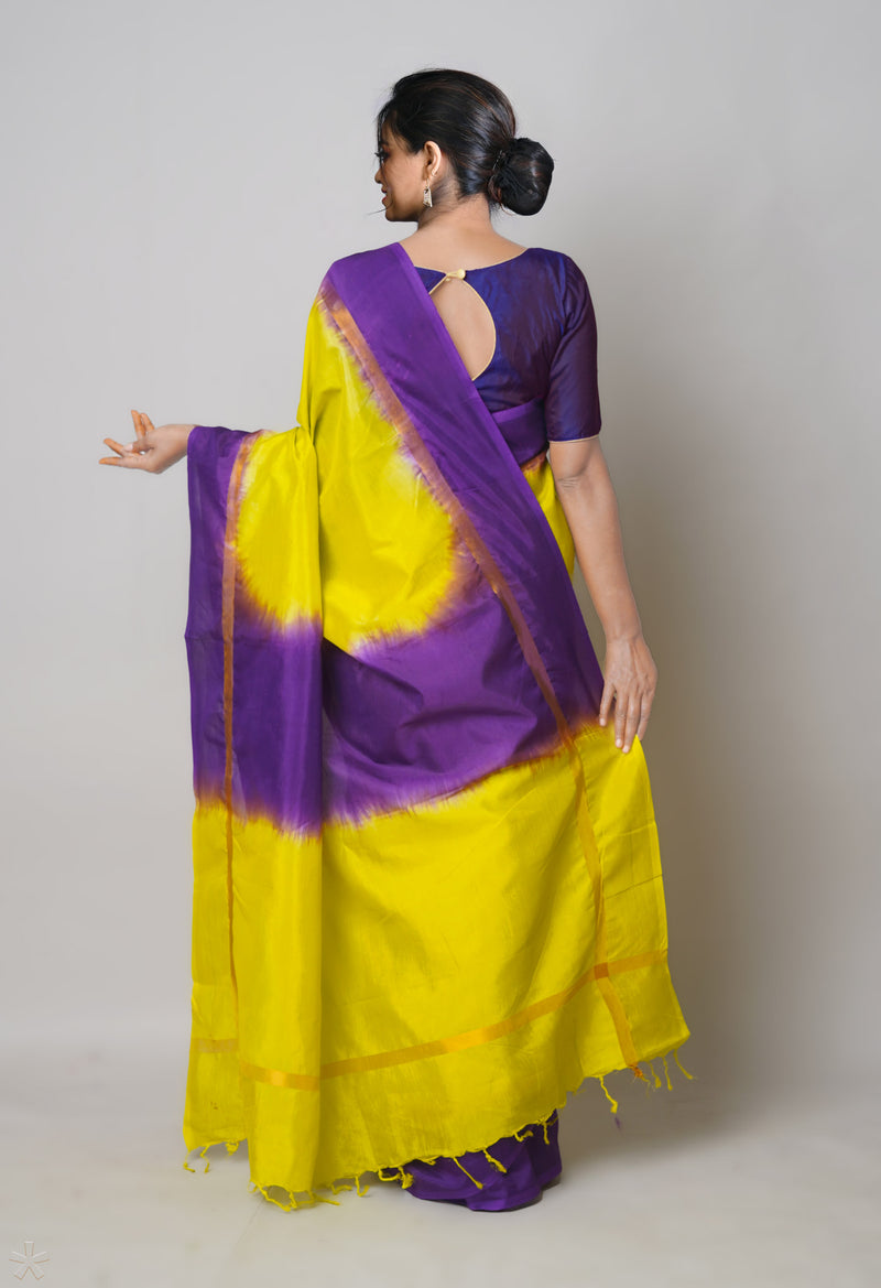 Parrot Green-Violet  Mangalagiri Soft Silk Saree-UNM73845