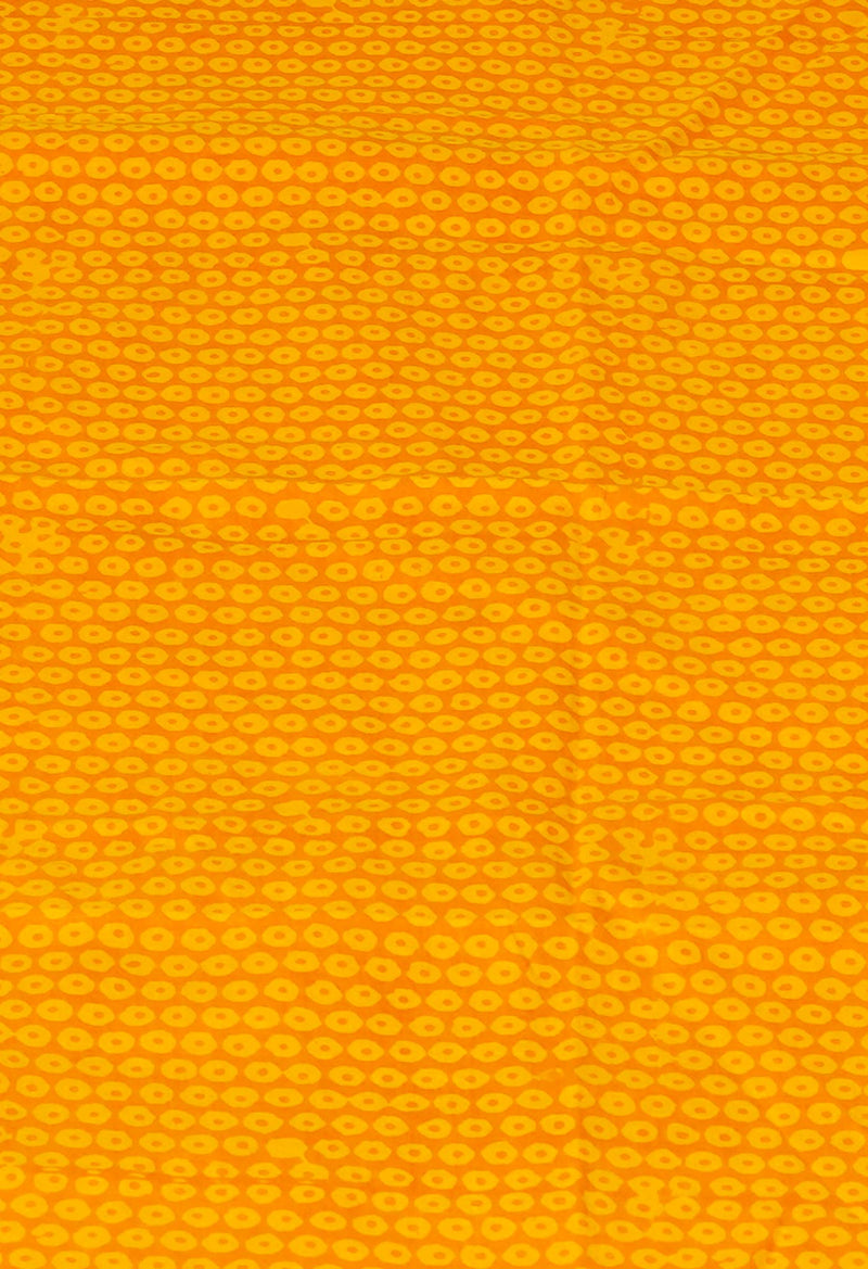 Yellow Pure  Block Printed Superfine Mulmul Cotton Saree-UNM73859