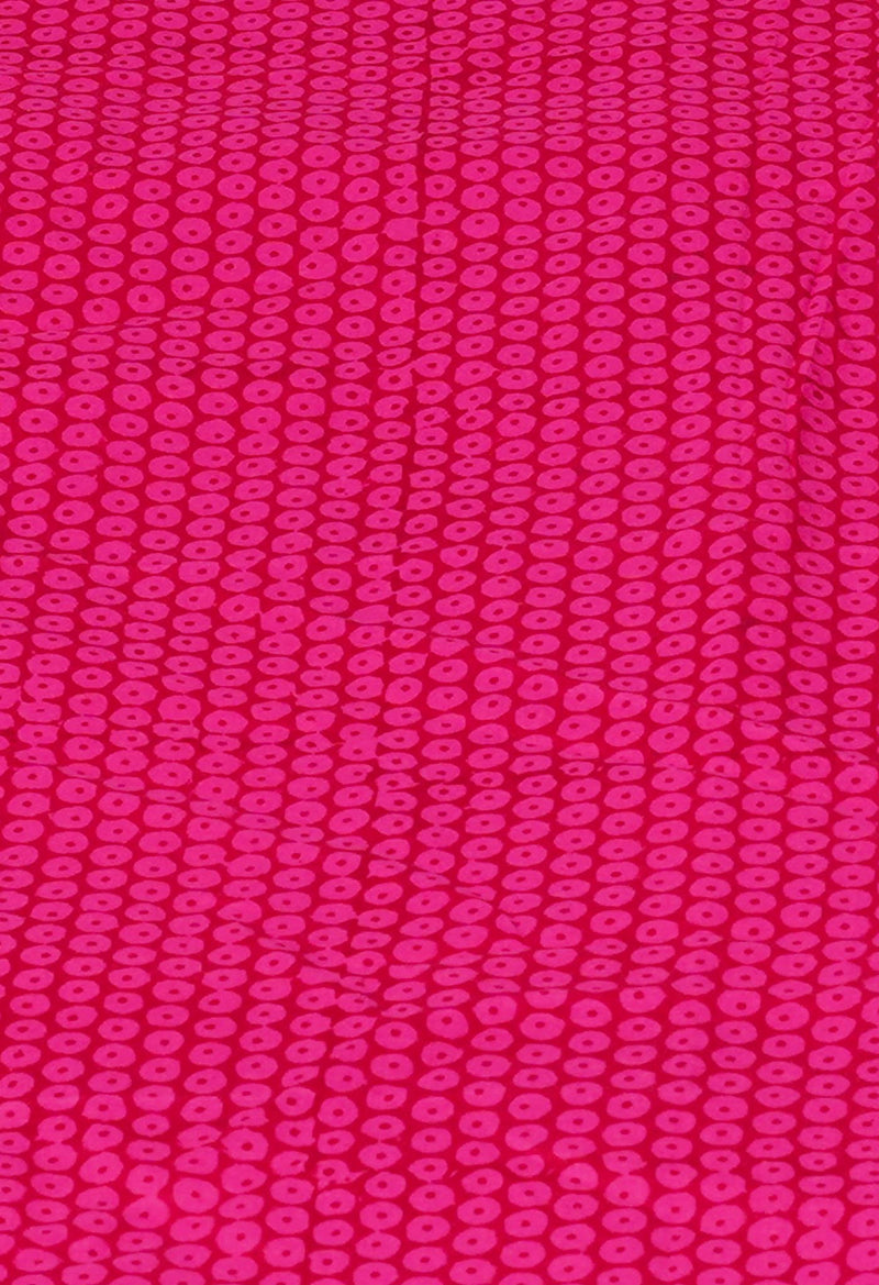 Pink Pure  Block Printed Superfine Mulmul Cotton Saree-UNM73862