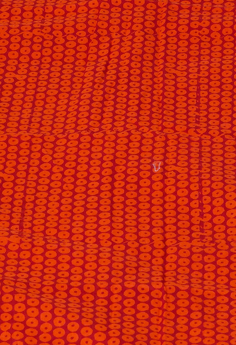 Red Pure  Block Printed Superfine Mulmul Cotton Saree-UNM73866