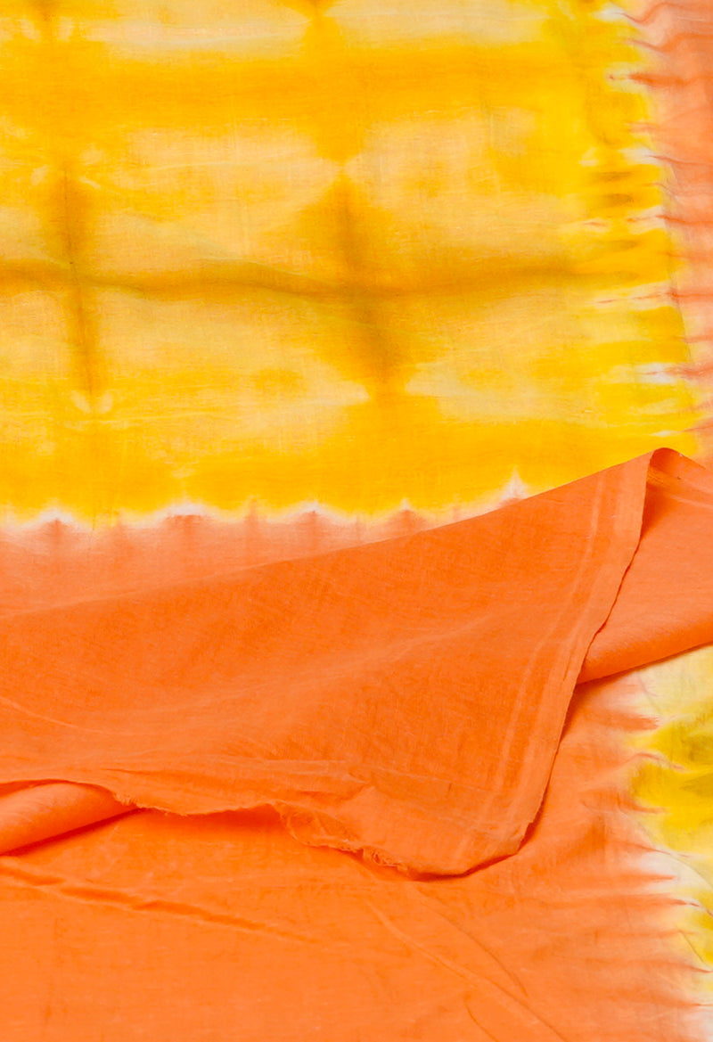 Multi Pure  Shibori Printed superfine Mulmul Cotton Saree-UNM73874