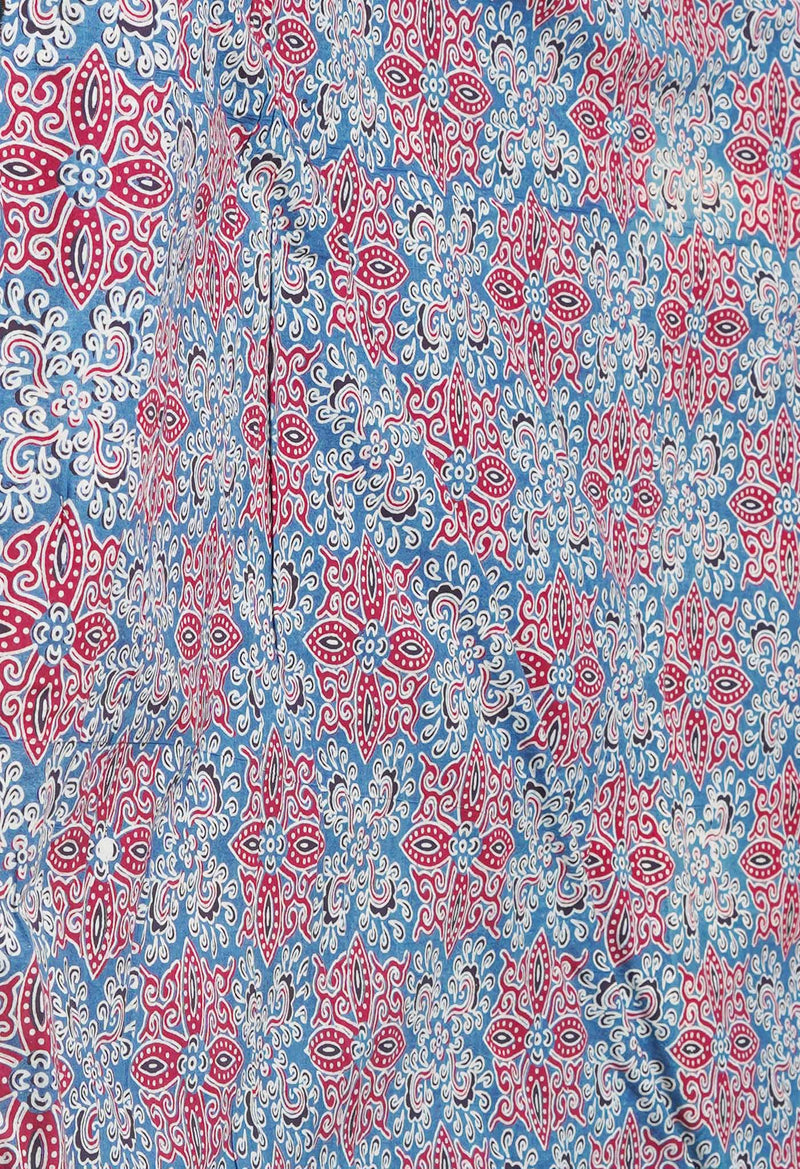 Peach Red Pure  Block Printed Kota Cotton Saree With Kalamkari Printed Blouse Piece-UNM73888