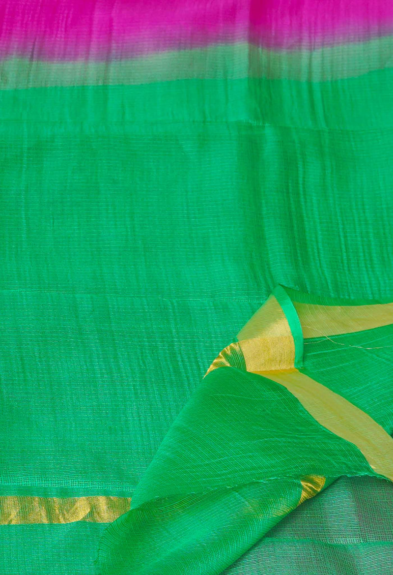 Pink-Green Pure  Dyed Kota Silk Saree-UNM73897