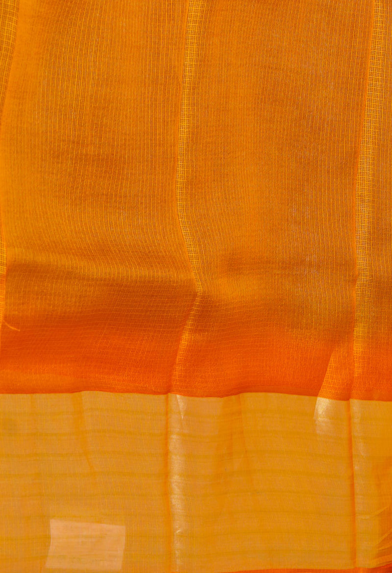 Grey-Orange Pure  Dyed Kota Silk Saree-UNM73898
