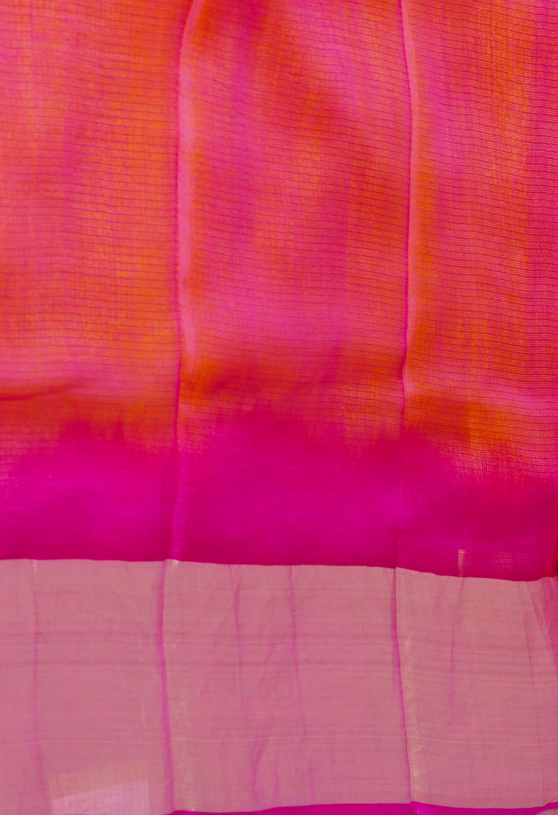 Yellow-Pink Pure  Dyed Kota Silk Saree-UNM73899