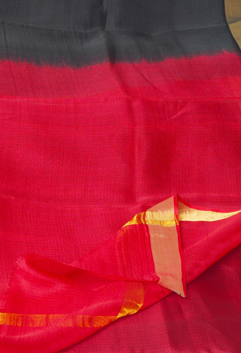 Black-Red Pure  Dyed Kota Silk Saree-UNM73903