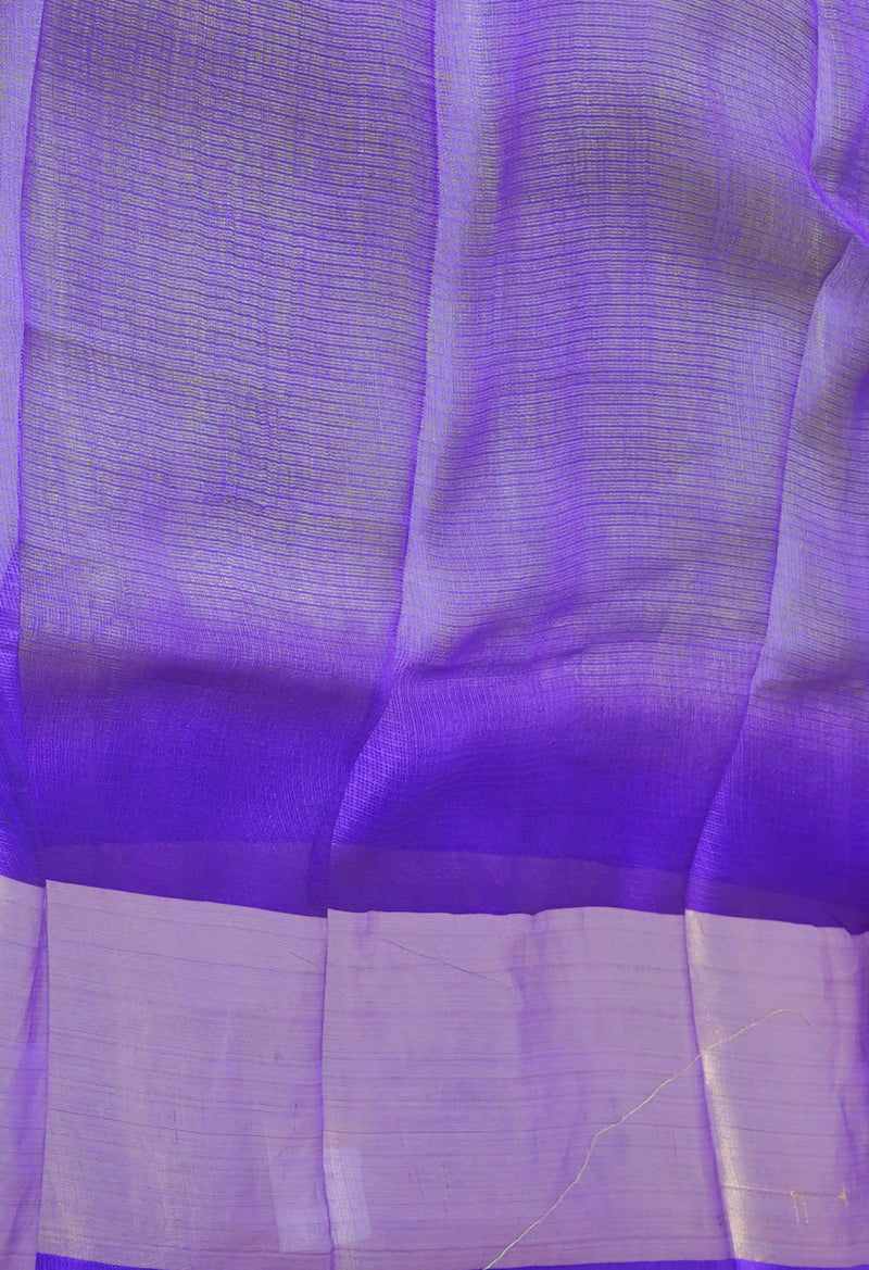 Parrot Green-Violet Pure  Dyed Kota Silk Saree-UNM73905