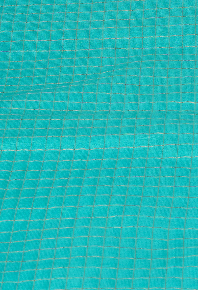 Turquoise Blue  Mangalagiri Checks Sico Saree-UNM73907