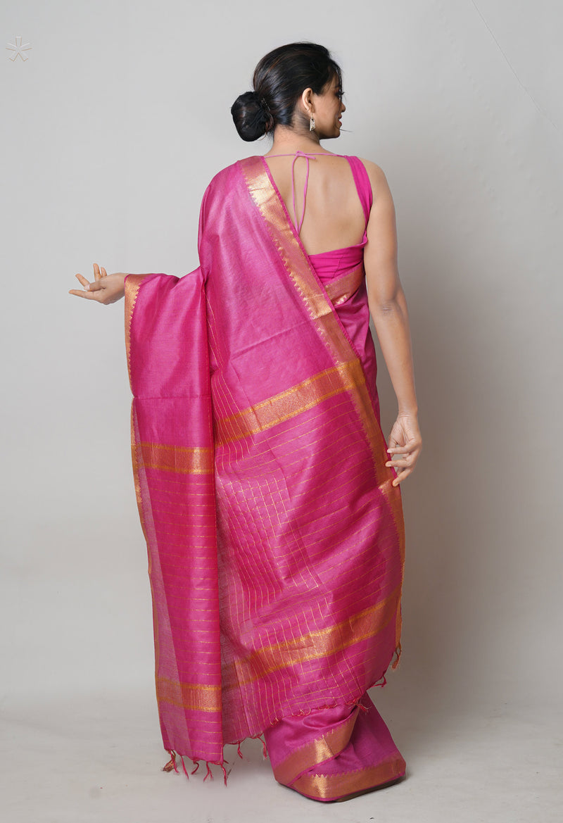 Pink  Mangalagiri Checks Sico Saree-UNM73912