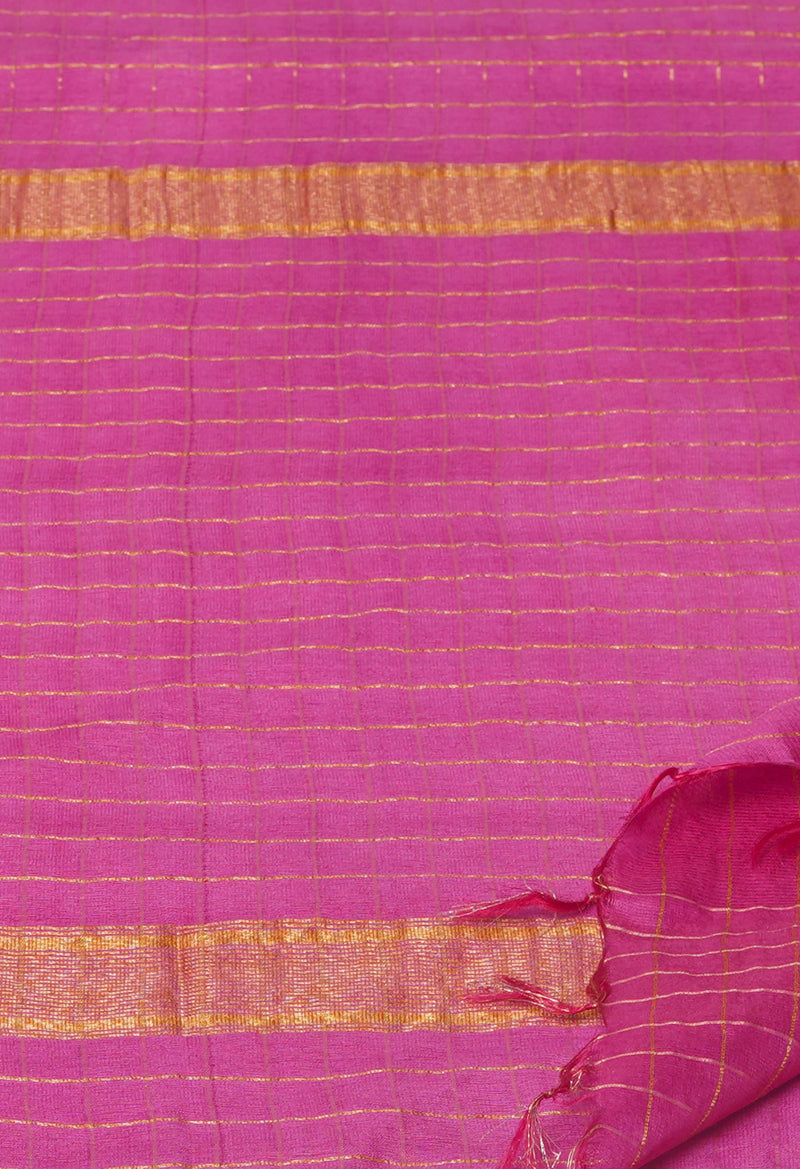 Pink  Mangalagiri Checks Sico Saree-UNM73912