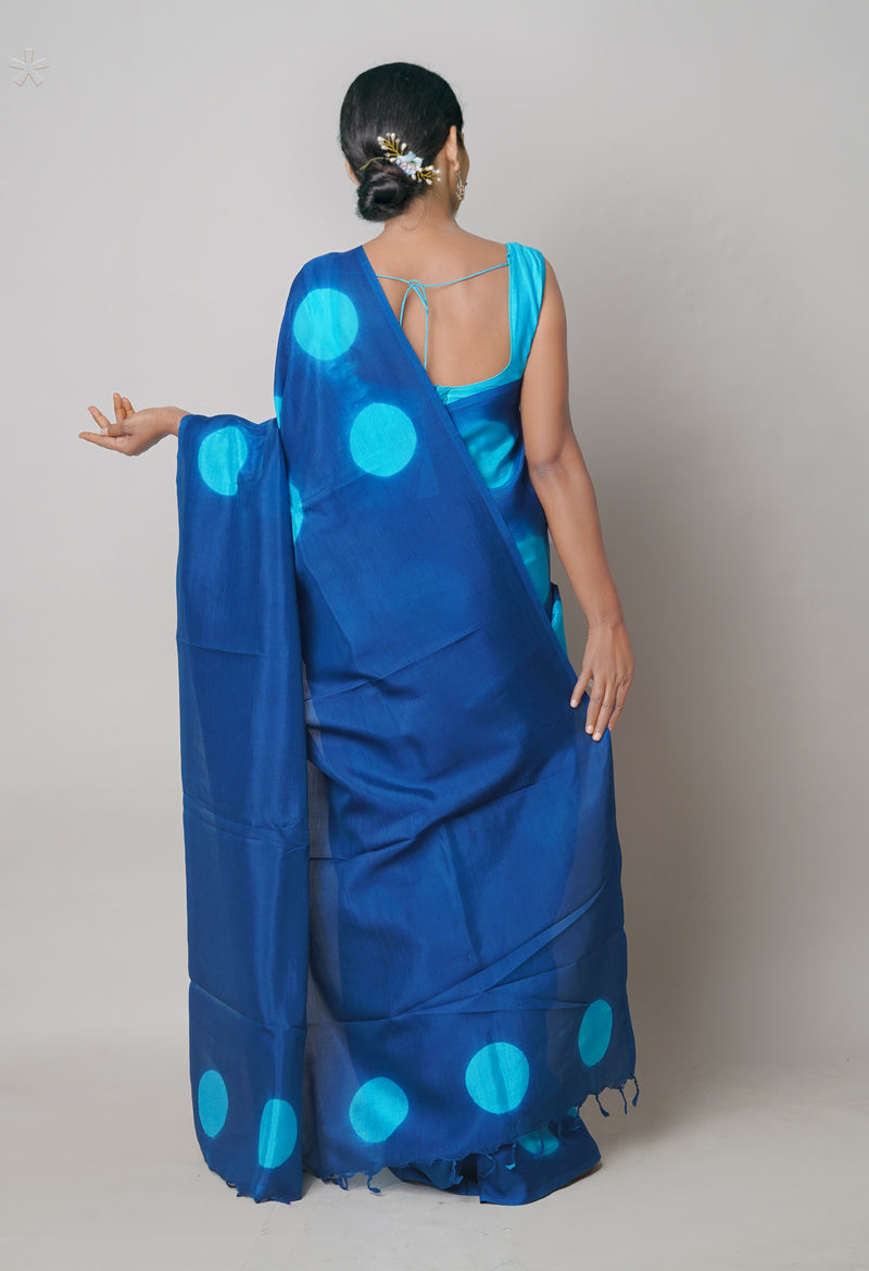 Dark Blue  Dyed Mangalagiri Soft Silk Saree-UNM73921
