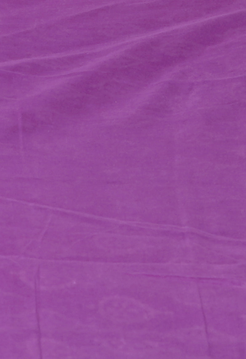 Purple Pure  Hand Block Printed Discharge Superfine Mulmul Cotton Saree-UNM73957