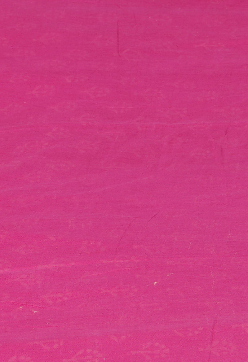 Pink Pure  Hand Block Printed Discharge Superfine Mulmul Cotton Saree-UNM73962