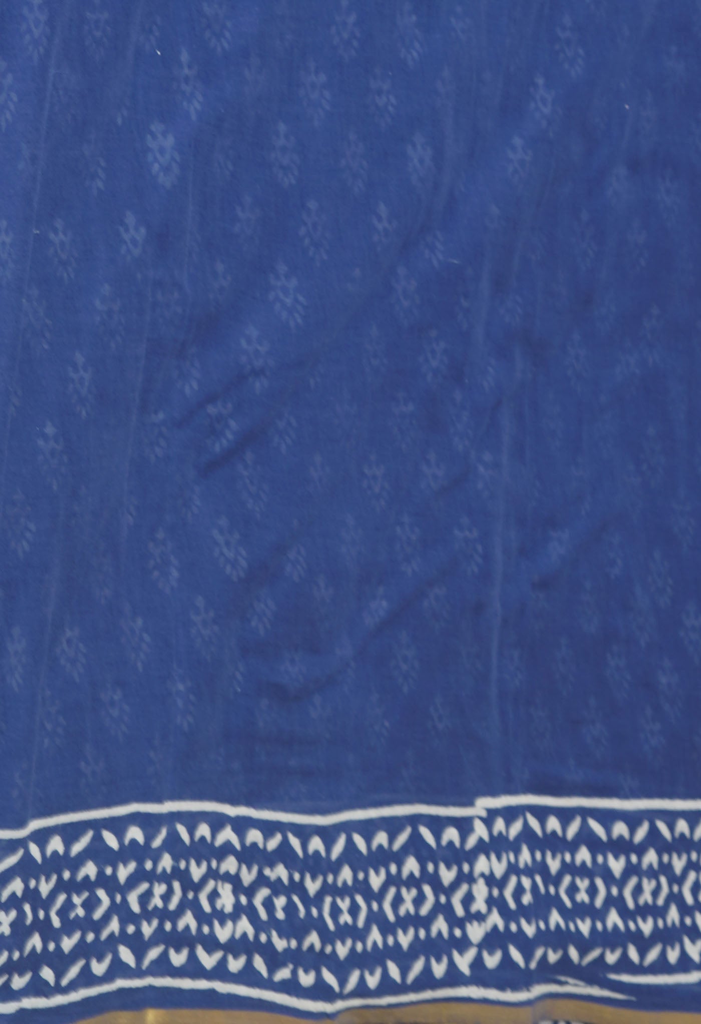 Blue Pure Hand Block Printed Soft Cotton Saree