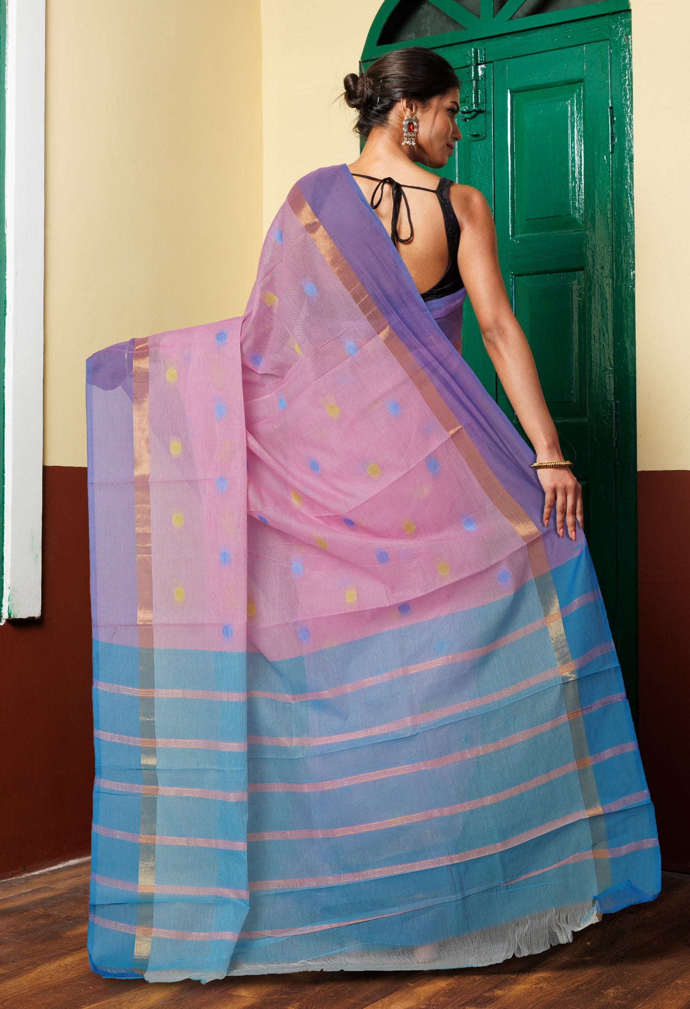 Pink Pure Mangalgiri Cotton Saree-UNM74157
