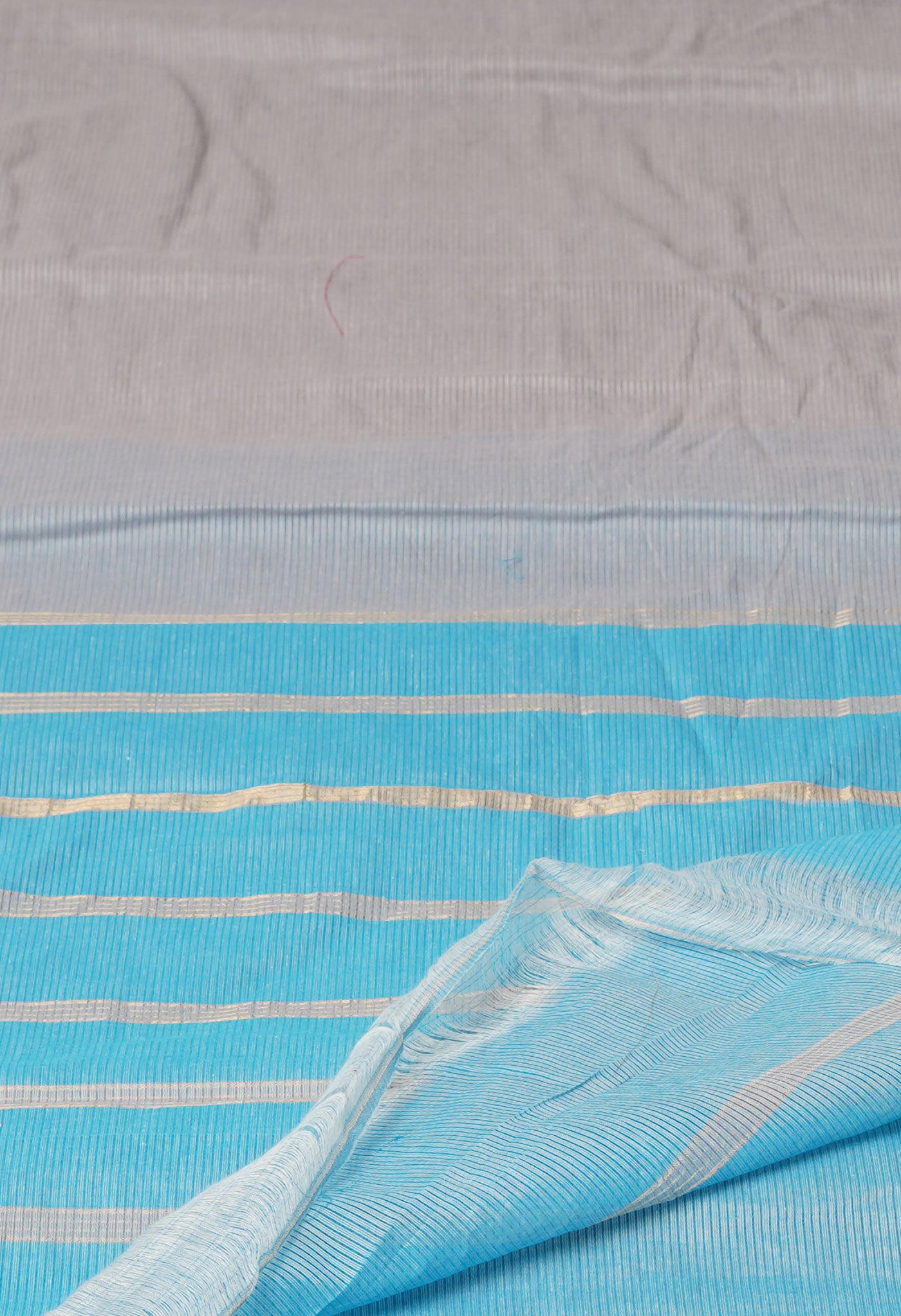 Grey-Blue Pure Cross Weave Mangalgiri Cotton Saree