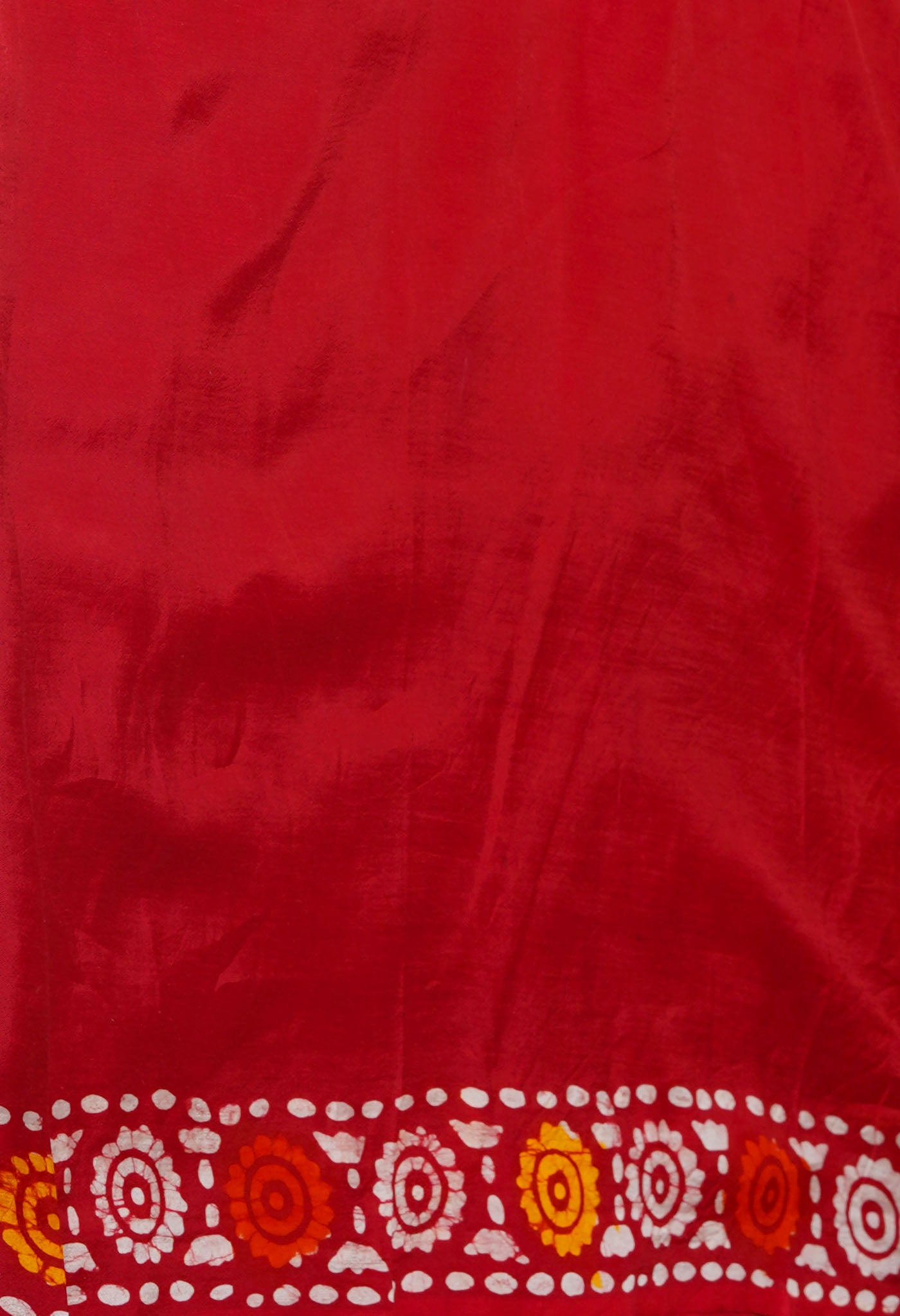 Red Pure Batik Printed Soft Silk Saree